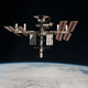 A photo of the ISS with a space shuttle docked.